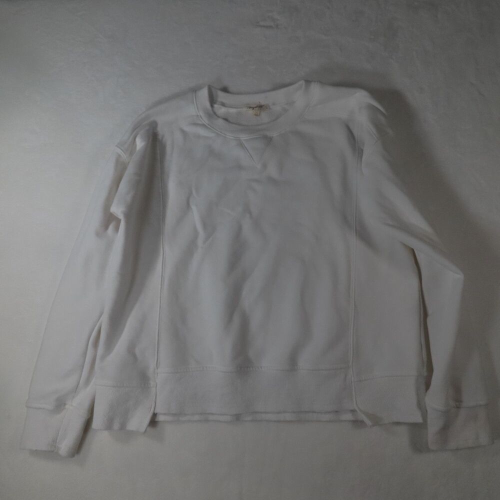Mystree Off White Crop Crewneck Sweatshirt Dropped Shoulder Pullover Size Small